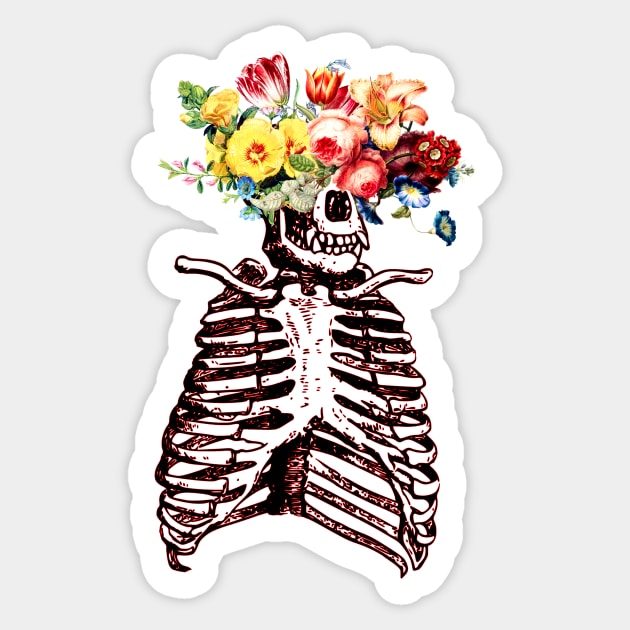 Flower Head Gorilla Skeleton Sticker by DangerslyHappy